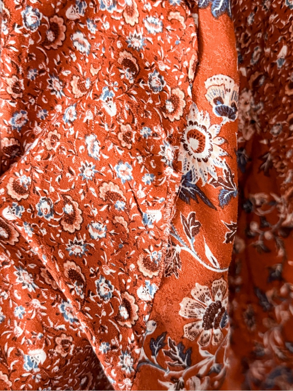 Knox Rose Boho Floral Kimono Cardigan L Rust Open Front Cottagecore Festival - Picture 6 of 8